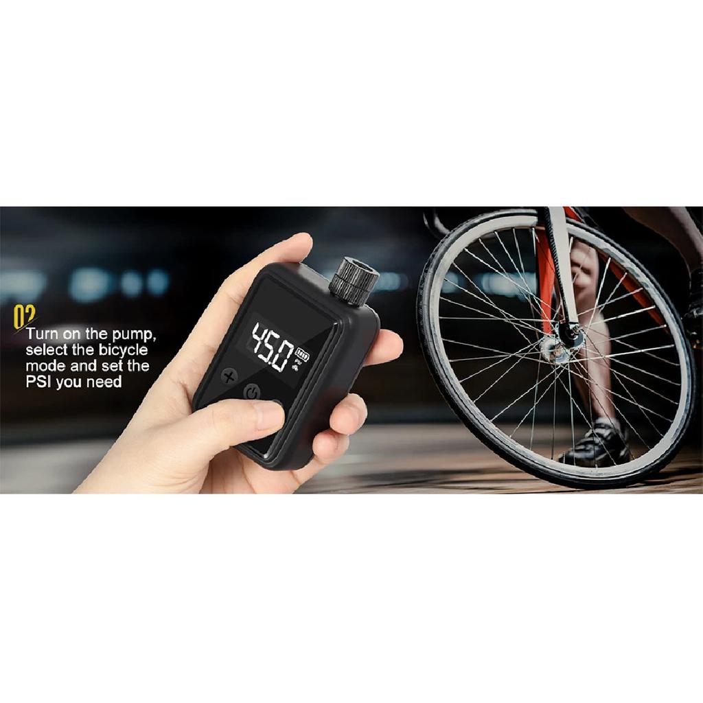 Bike Pump Electric Portable Bicycle Pump, 120 PSI Mini Tire Pump with Digital PSI Pressure Gauge