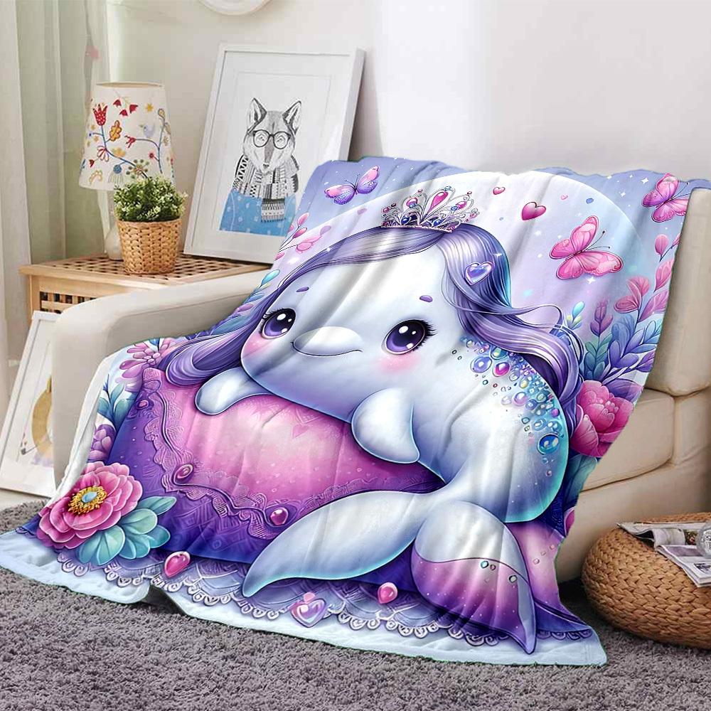 

1pc Unicorn, Flowers blanket Lightweight Flannel Throw for Sofa Bed Travel Camping Livingroom Office Couch Chair 80cmx120cm