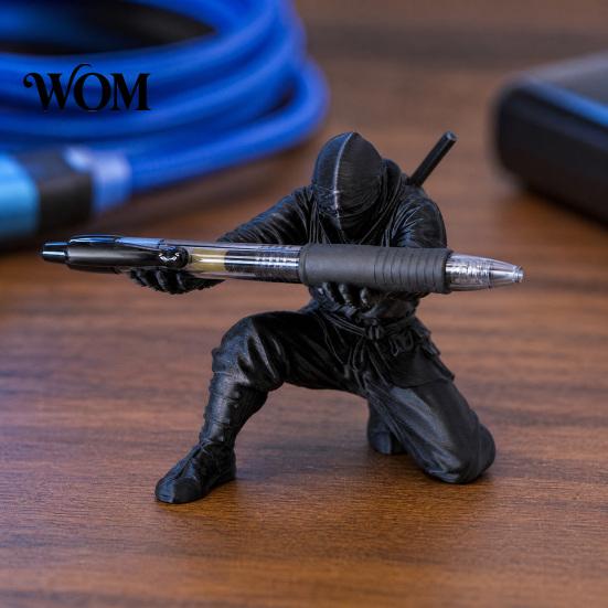 Office Desk Accessory 3D Printed Ninja Pen Holder, Unique Figurine, Creative Decorative Cup Desktop Organizer, Decor Craft for Storage Elegant Holder