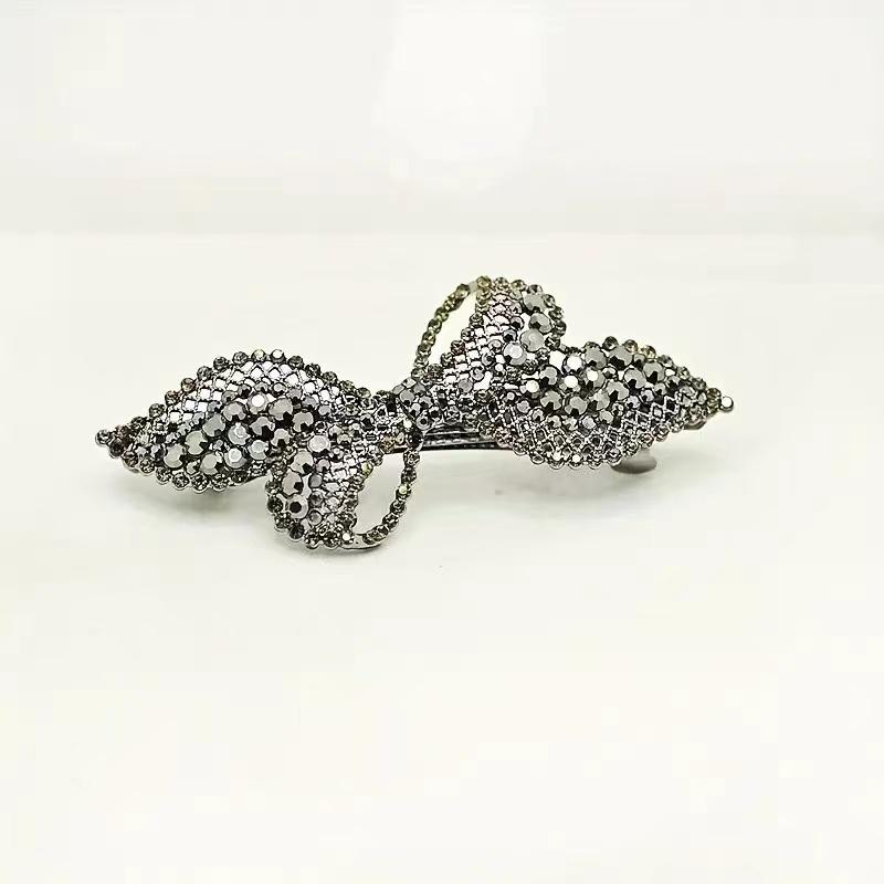 Fashion Elegant Zircon Hollow Butterfly Knot Hairpin Accessories For Women Retro Luxury Spring Clip Headwear Mom's Jewelry Gift