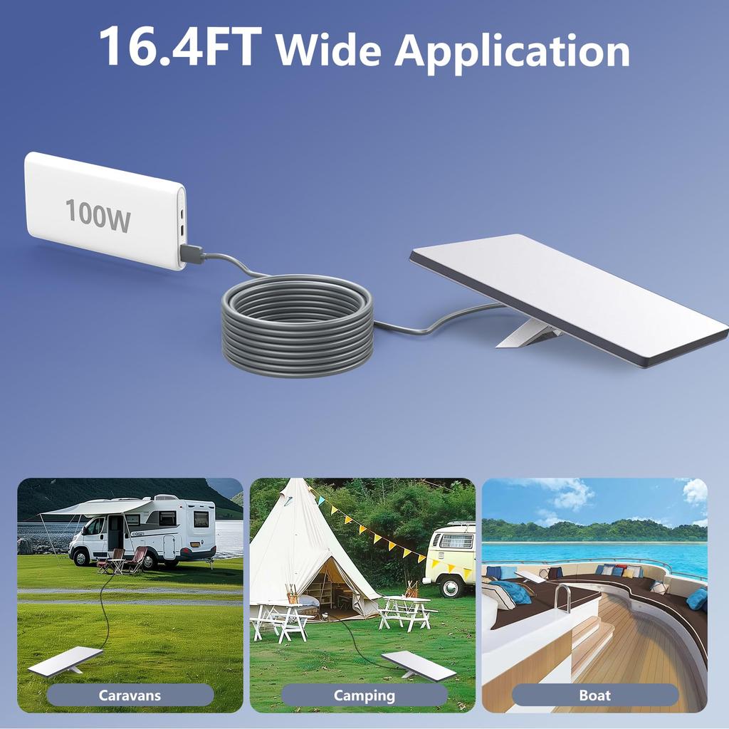 Starlink Mini USB C auf DC Stromkabel 16,4 Fuß 5M Tragbar 100W PD 20V Wasserdicht für Wohnmobil Boot Camping Outdoor-Reise Zubehör