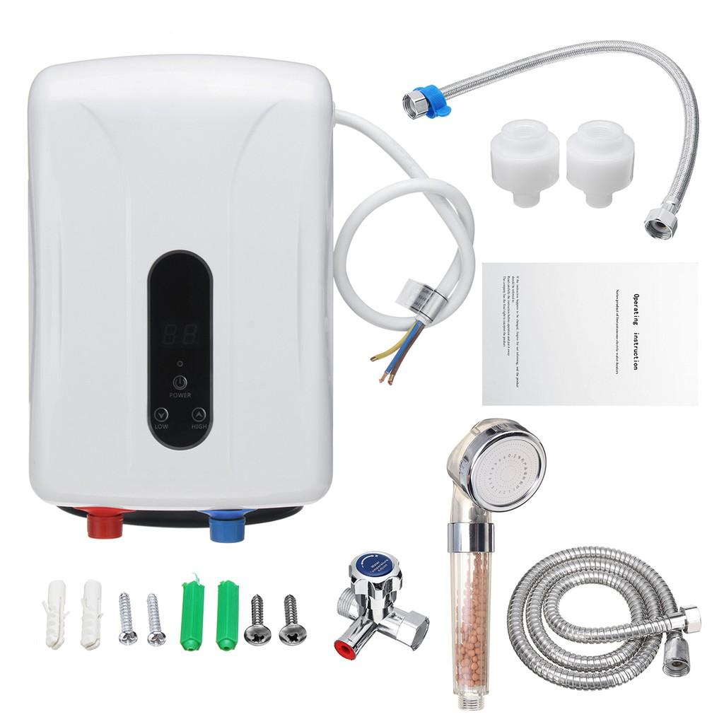 5500W Tankless Instant Electric Hot Water Heater Bathroom Shower System Set With Automatic Protection Insulation 220V