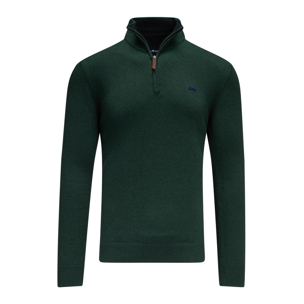 Raging Bull Mens Knitted Quarter Zip Classic Sweatshirt