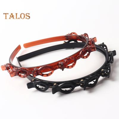 2 Pezzi Cerchietto per Capelli Design Intrecciato Vuoto a Doppio Strato Fascia con Clip Strumento per lo Styling della Frangia Cerchietto Intrecciato Clip-in