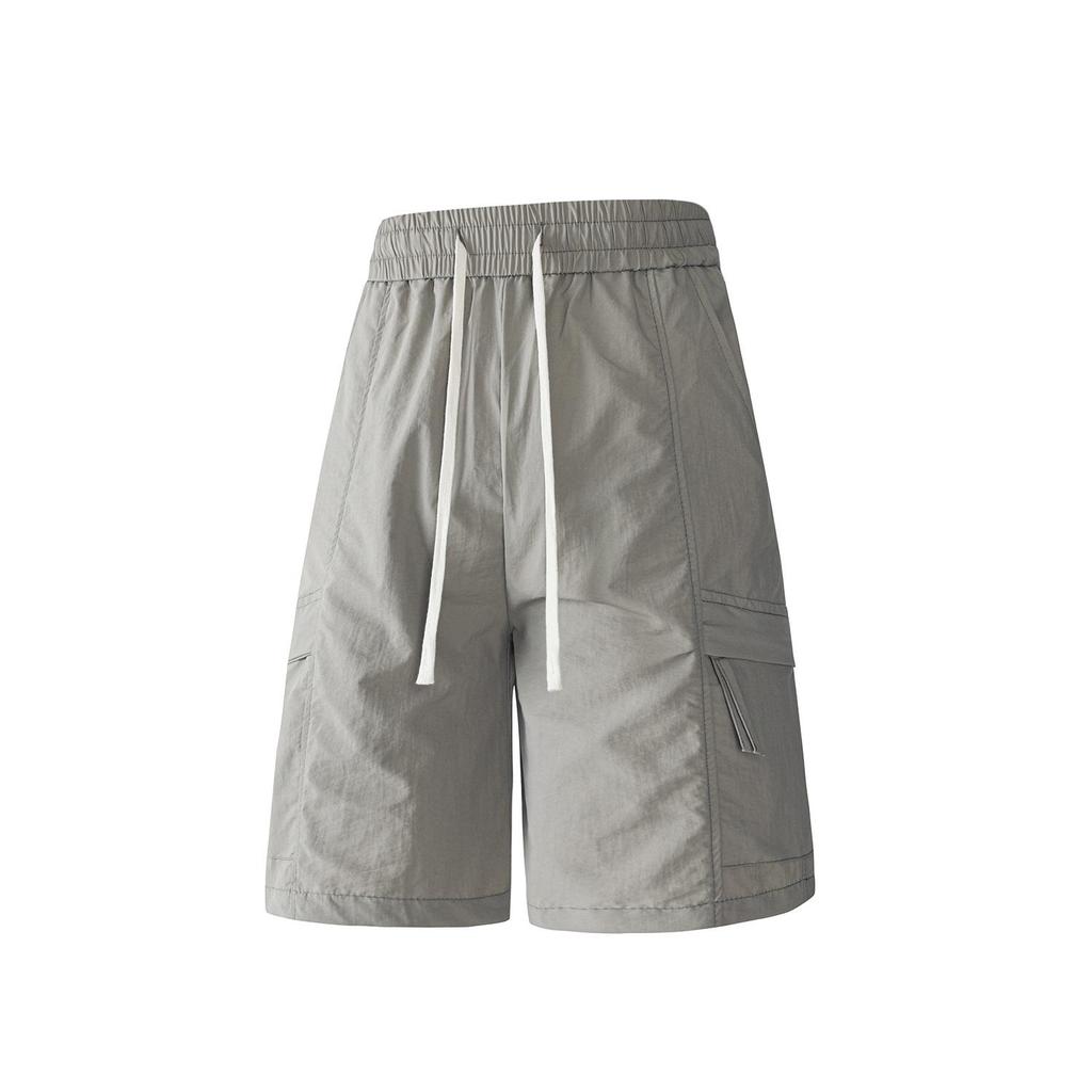 Calções Casuais, Calças de Verão de Comprimento Três Quartos, Calças Masculinas Tecidas de Secagem Rápida, Estilo Hong Kong Largas