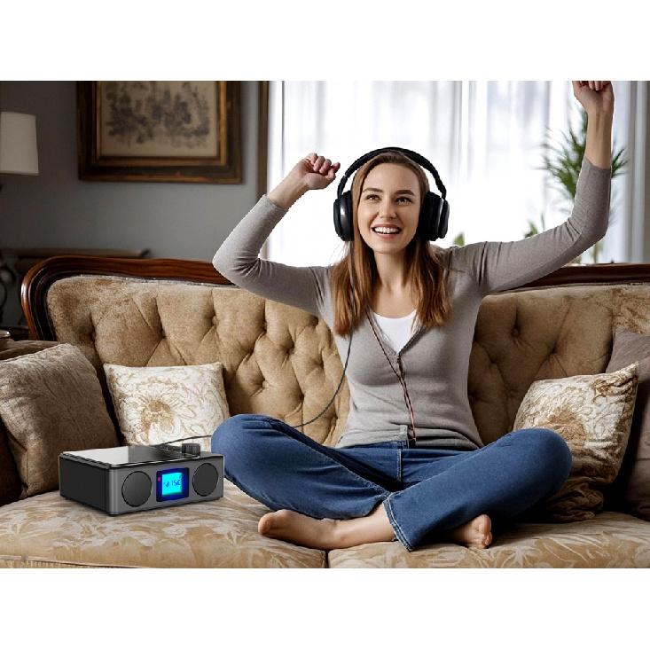 CD Player Portable Bluetooth Desktop CD Players for Home with Speakers Rechargeable Small Retro CD Player with LCD Screen Optical USB