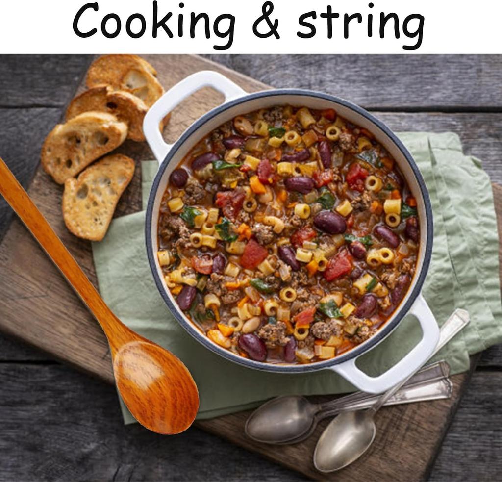 50cm Long Solid Wood Spoon Kitchen Stirring Ladle Suitable for Mixing Seasonings Stirring Beverages and Cooking Brown Color.