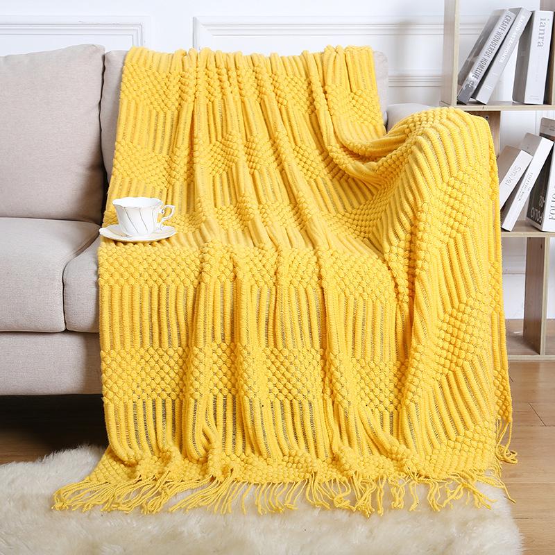 Bohemian Knitted Throw Blanket for Bed, Sofa, or Office Nap