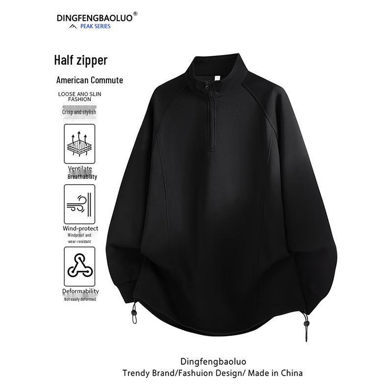 Dingfengbaoluo Men s Half-Zip Stand Collar Sweatshirt L