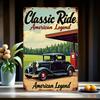Vintage Metal Sign  Classic American Car Gas Station Scene  Retro Wall Decor for Garage Bar Restaurant Office Game Room