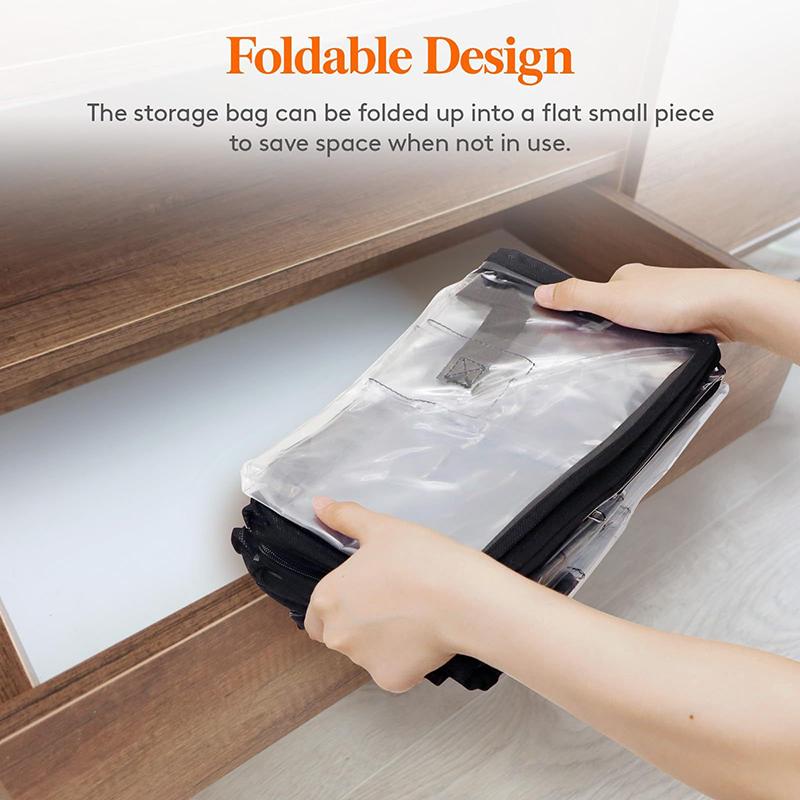Clear Clothes Storage Bags 60L Plastic Blanket Storage Bags Vinyl Foldable Moving Bags With Zipper Closet Organizers