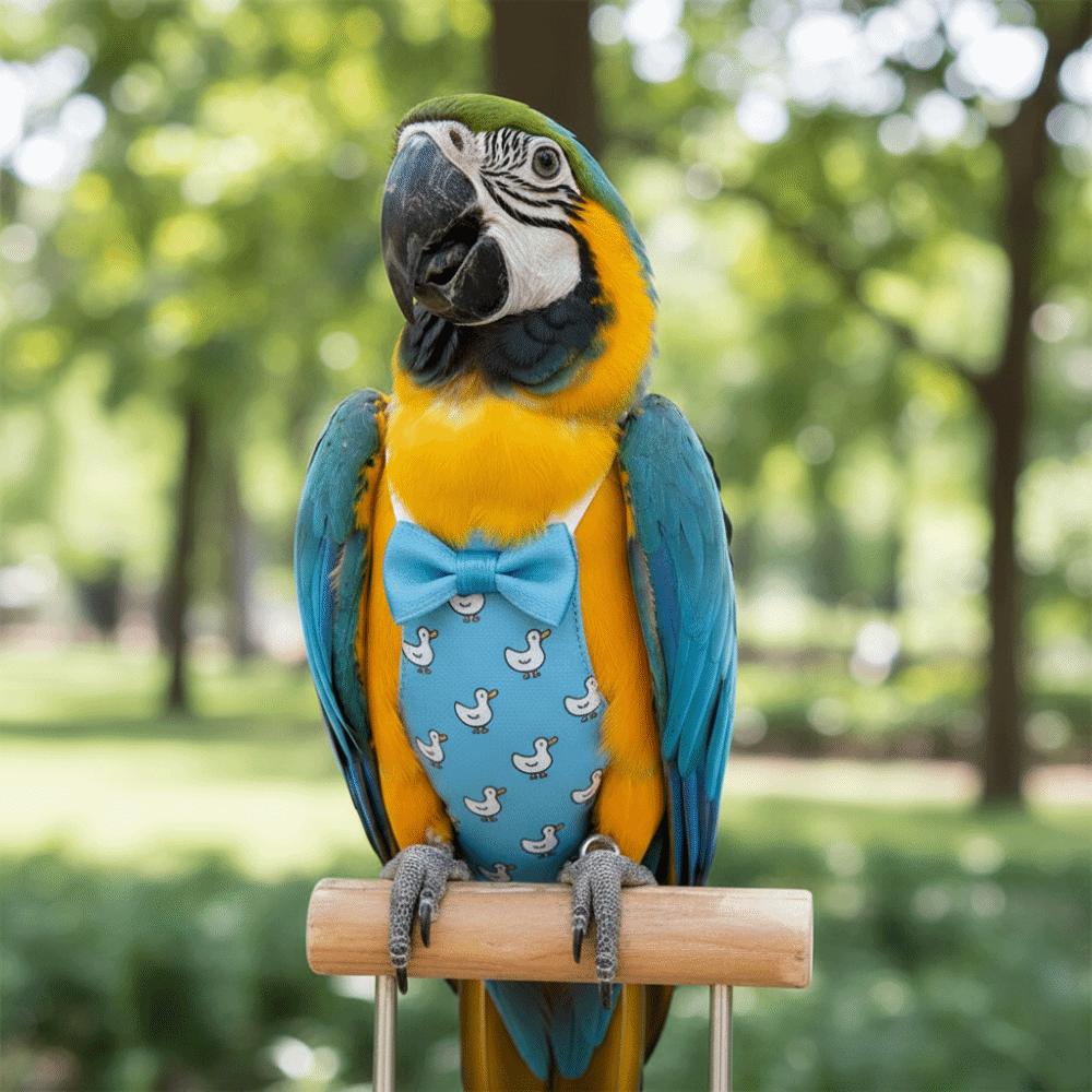 Pet Bird Apron Adjustable Pet Parrot Diaper Cartoon Animal Pattern Breathable Bird Nappy Bowtie Bird Vest Travel
