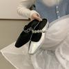 Inner heightening thick-soled silver evening bag head half slippers fairy shoes outer wear 2025 spring and summer Mary Jane single shoes