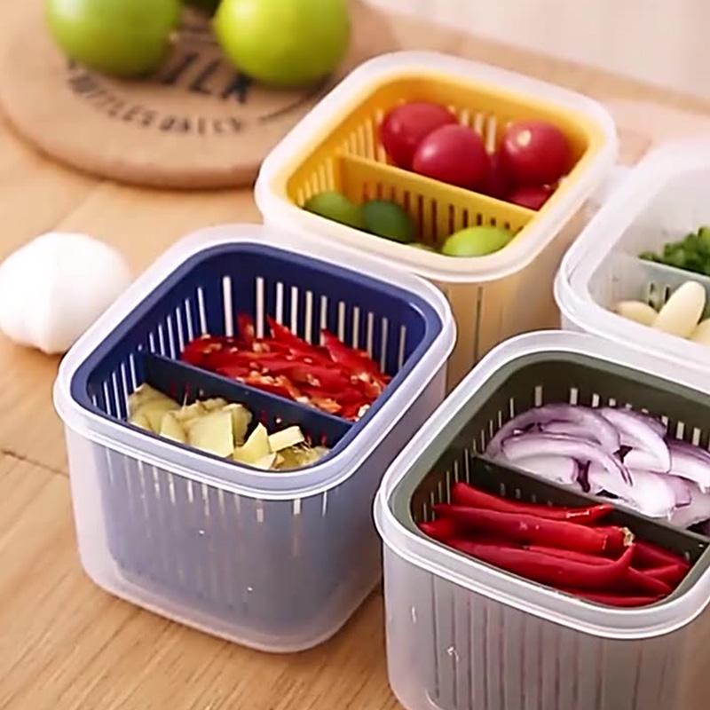 Kitchen Drain Fresh-keeping Box Refrigerator Side Dish Storage Box Kitchen Sealed Freezer Fresh-keeping Box