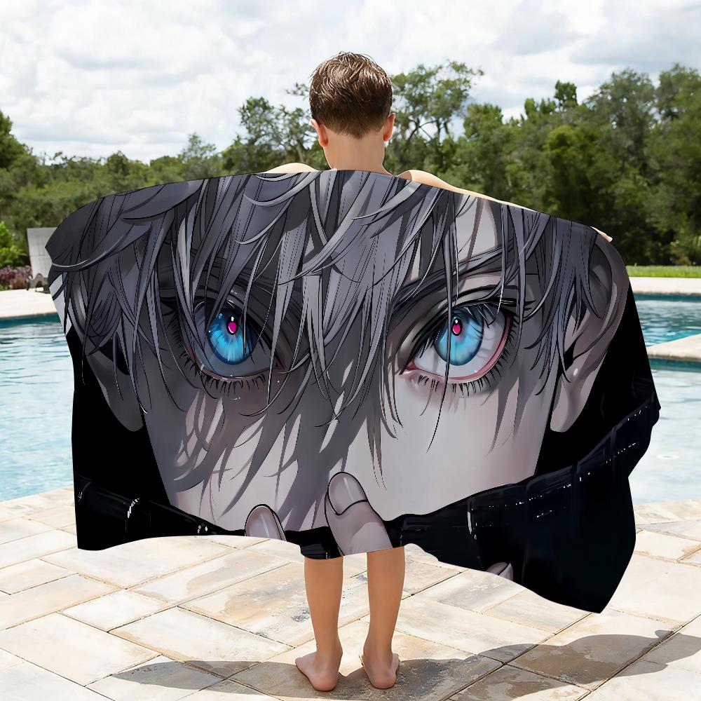 Toalla de Anime J-Jujutsu K-Kaisen Secado Rápido Absorbente Toalla de Playa para Deportes, Fitness, Natación y Actividades al Aire Libre