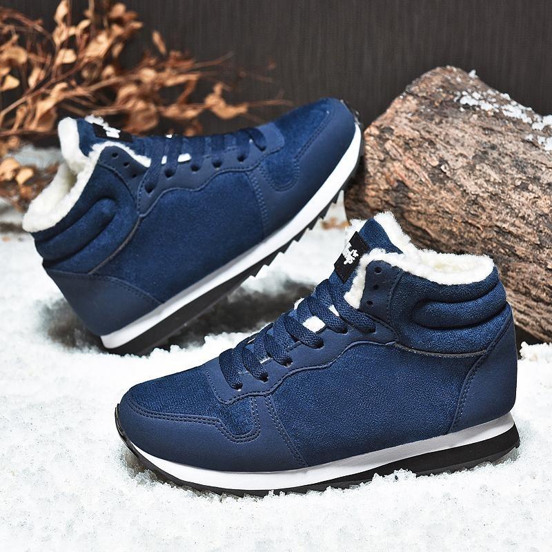 Scarpe invernali da coppia in cotone caldo da uomo, stivali da neve alti leggeri, taglia 48, stivaletti caldi antiscivolo, scarpe da esterno