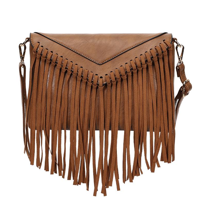European and American Trendy Women's Bag New Tassel Bag Shoulder Bag Envelope Small Square Bag