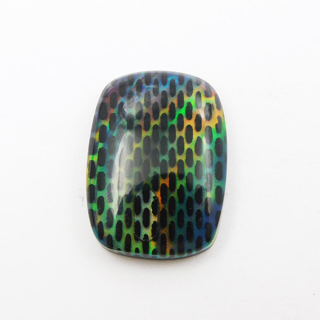 Lab-Created Opal Loose Gemstone Boulder Doublet Cushion Cut 14.80 ct for Jewelry Making and Crafts