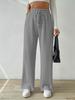 2024 Women's Textured Knit Wide-Leg Pants - Elastic High Waist, Tie Waist, Solid Color, Casual Loose Fit