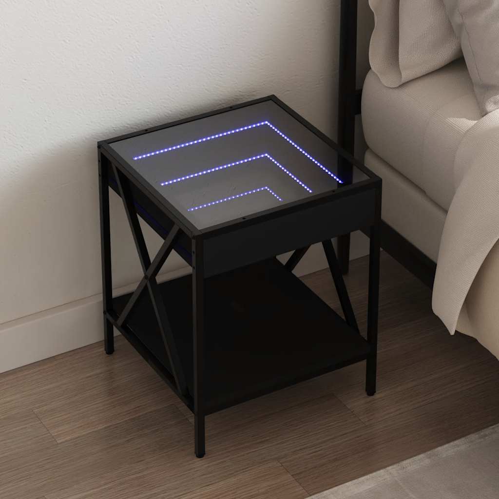 Nightstand with Infinity LED Black 40 X 40 X 49 Cm