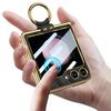 GKK For Samsung Galaxy Z Flip5 5G Rhombic Pattern Hard PC+PU Phone Cover Metal Ring Kickstand Case with Small Screen Film