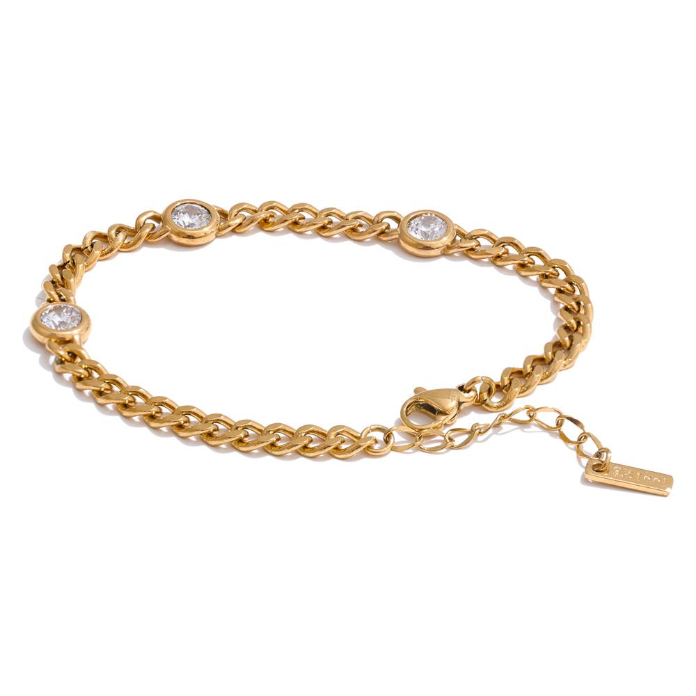 Yhpup High Quality Stainless Steel Cubic Zirconia Chain Bracelet Bangle Temperament Popular Arrivals Wrist Golden Jewelry