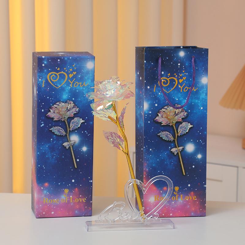 Φωτεινή Ανθοδέσμη με Τριαντάφυλλα από Φύλλο Χρυσού 24Κ: Διατηρημένα Τεχνητά Λουλούδια για την Ημέρα του Αγίου Βαλεντίνου, την Ημέρα της Μητέρας και τα Γενέθλια