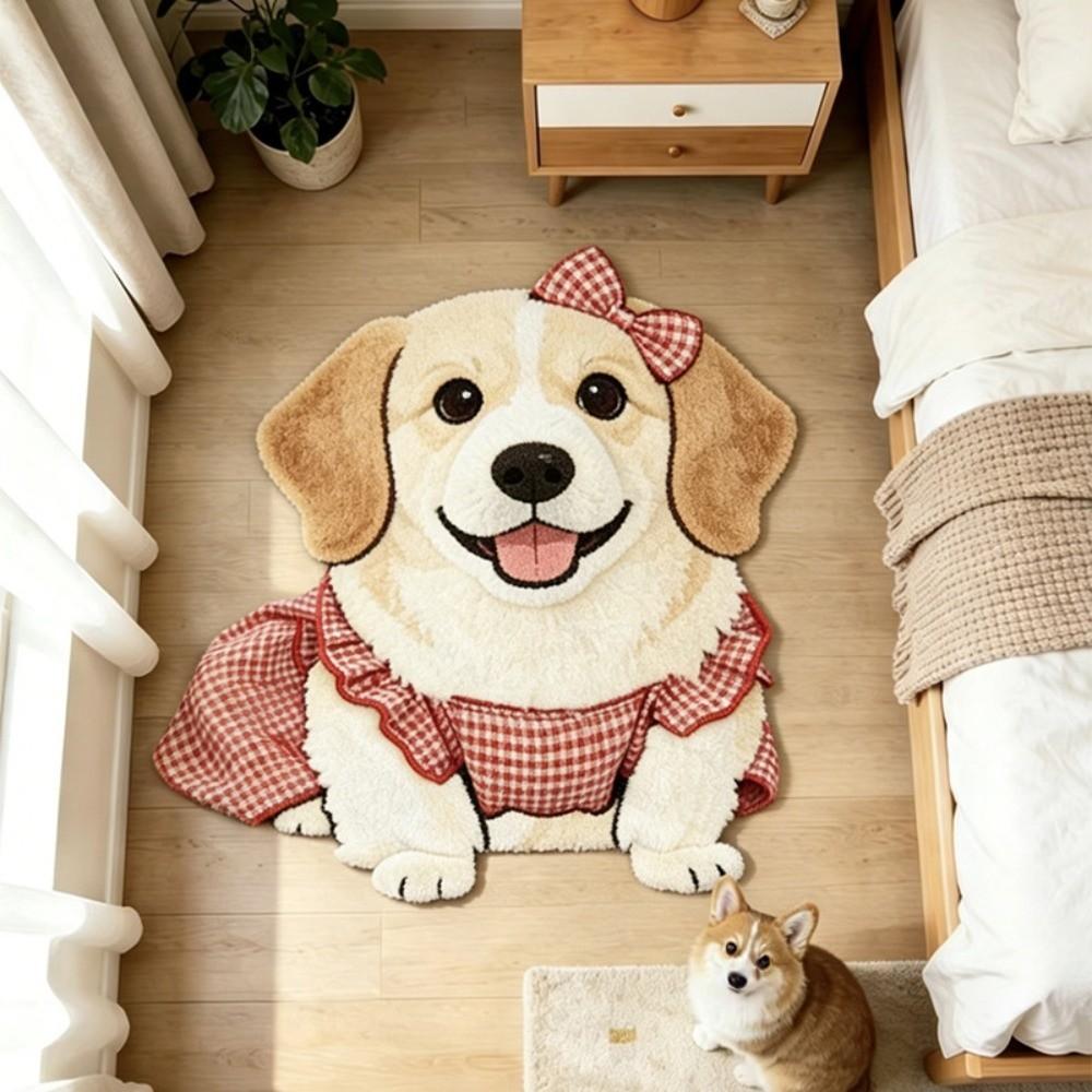 2D Home Decor Carpet Non-Slip Cartoon Carpet Soft Dog-Shaped Area Rug  Living Rooms