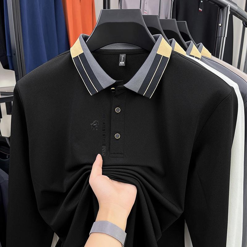 Men's Polo Shirt Lapel Long Sleeve T-Shirt Spring Autumn Arrival Badge Print Fashion Leisure Business Men'swear