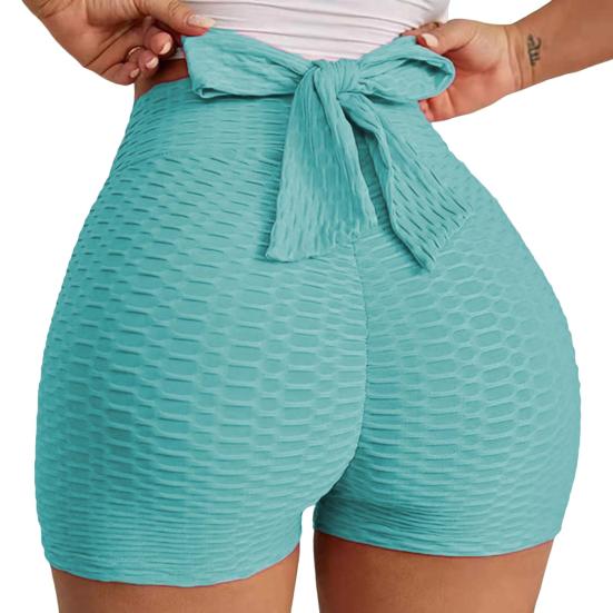 

Женские спортивные шорты, эластичные, с высокой талией, однотонные, на шнуровке, облегающие, узкие, длиной выше колена, мягкие дышащие, повседневные, повседневные, велосипедные шорты для йоги S