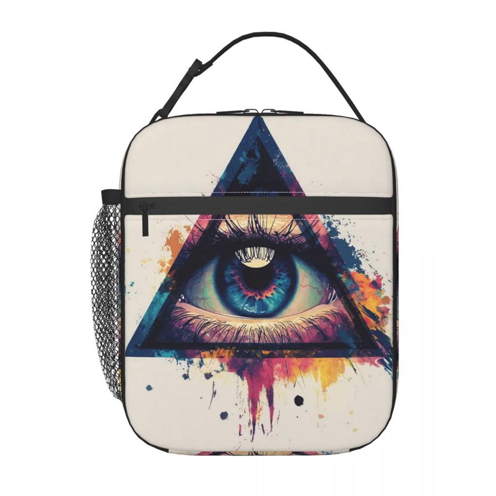 Triangular Eyes Graffiti Pattern Insulated Lunch Bag for Women Kids Leakproof Food Boxes Thermal Lunch Box Tote