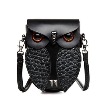 Retro PU Dames Schoudertas Steampunk Uil Schuif Kleine Tas Creatieve Muntportemonnee