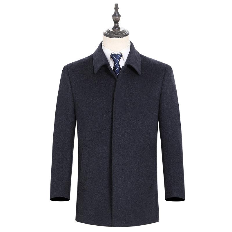 Abbigliamento autunnale e invernale per uomo di mezza età e anziano cappotto di lana cappotto di cashmere giacca ampia con risvolto taglia grande