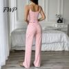 Casual Home Wear for Apartment Living Women Pajamas Set with Floral Print, Sleeveless U Neck Elegant Camisole Lounge Sets And Pants, Sexy Comfortable