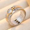 Vintage Inleg Wit CZ Damesring Etnisch Tweekleurig Geometrisch Dagelijkse Slijtage Feest Sieraden Jubileum Cadeau
