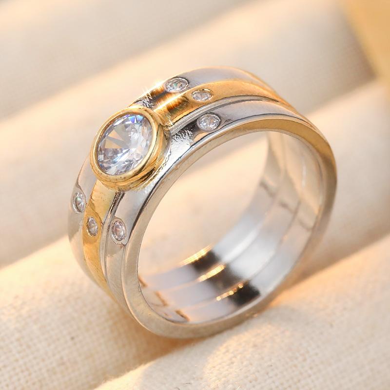 Vintage Inleg Wit CZ Damesring Etnisch Tweekleurig Geometrisch Dagelijkse Slijtage Feest Sieraden Jubileum Cadeau