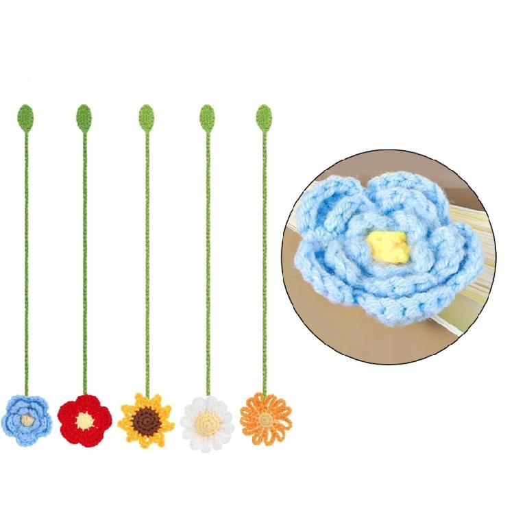 5 Pcs Knitted Daisy Book Markers Reading Bookmarks Crochet Flowers Page Markers Lovely Bookmarks for Book Lover