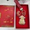 999 Pure Gold Lucky God of Wealth Keychain Charm