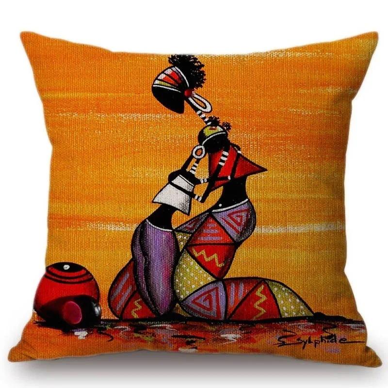 Abstract Oil Painting African Women Cushions Case Modern Abstract Art Decorative Pillows Case Sofa Seat Couch Thick Plush Pillow