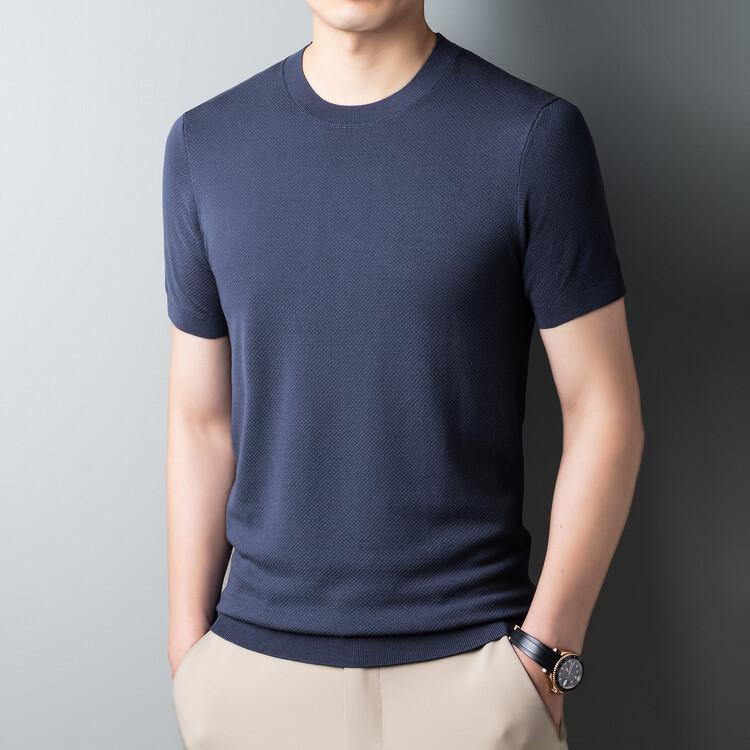 

Summer Round Neck T-shirt Mulberry Silk Knitted Short-sleeved T-shirt