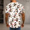Men s Plus Size Round Neck Short Sleeve Christmas Robin Holly Printed White Pullover T Shirt