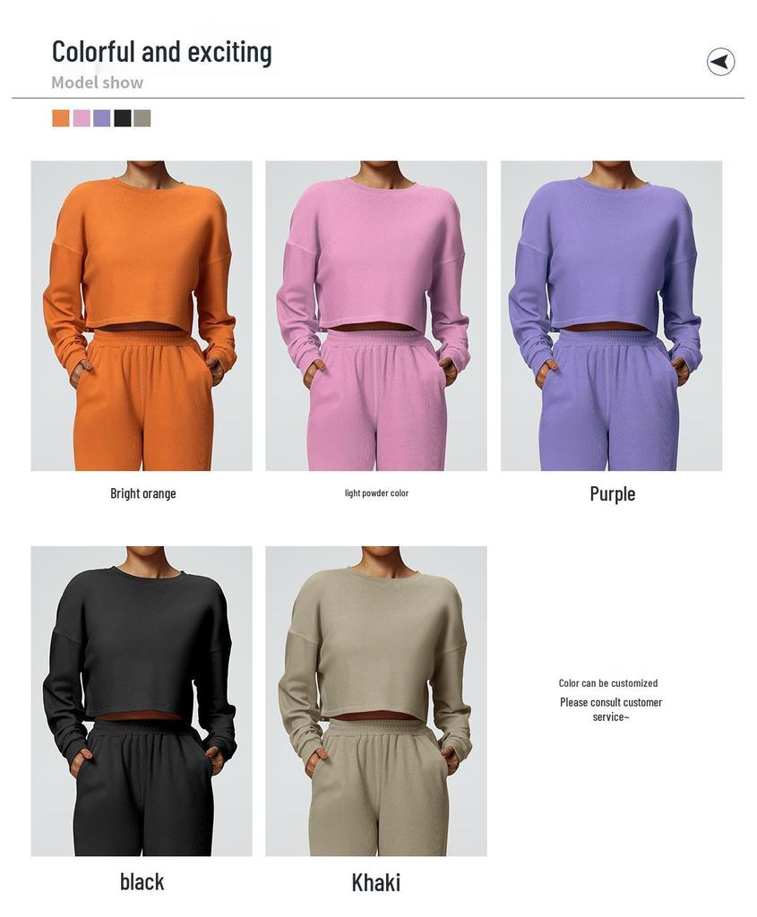 New Casual Round Neck Long Sleeve Sweatshirt for Autumn/Winter - Short, Loose, Fashionable T-Shirt for Fitness & Running