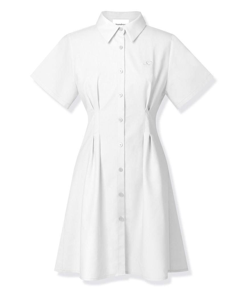 Urban Dress French Linen Like Slim Shirt Dress White