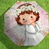 1pc Angel Flowers Automatic Folding Umbrella, Heavy Duty 8 Rib Iron Frame,  Suitable for Travel, Daily Use, Birthday, Decor Gift m0104018