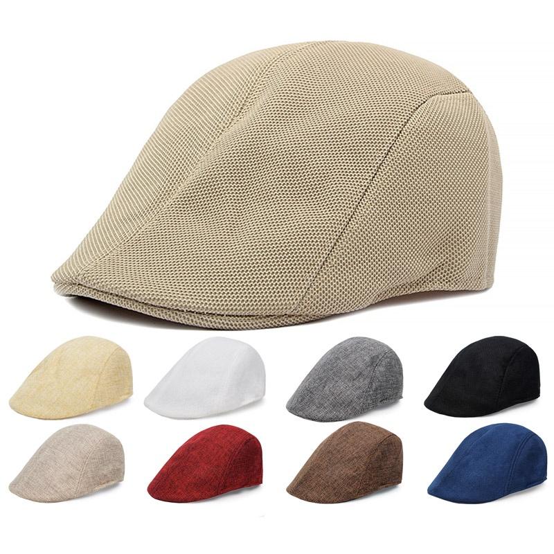Cotton and Linen Solid Color Thin Beret Sports Hat Fashion Hat Breathable Hat Newsboy Hats Sun Hat