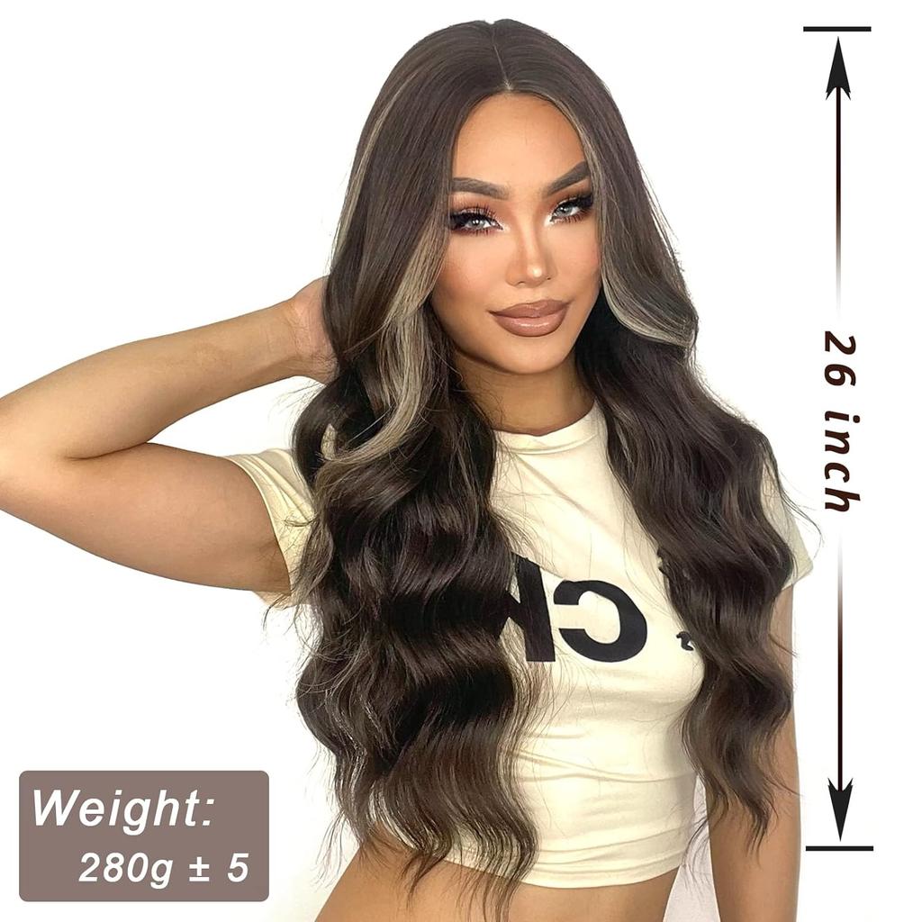 XINRAN Long Blonde Wigs for Women Synthetic Blond Wavy Wig Natural Looking Synthetic Dirty Blonde Long Wig for Daily Party Use
