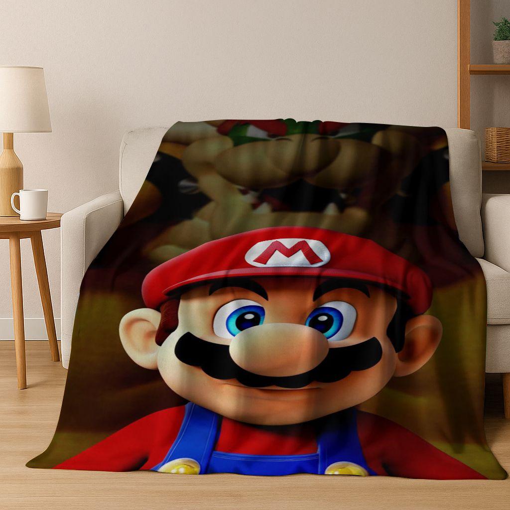 26 Style Mario Cartoon Gift Flannel Blanket,Warm and Cozy Soft Throw Blanket for Home Bedroom Bed Sofa Travel Picnic Cover Kids