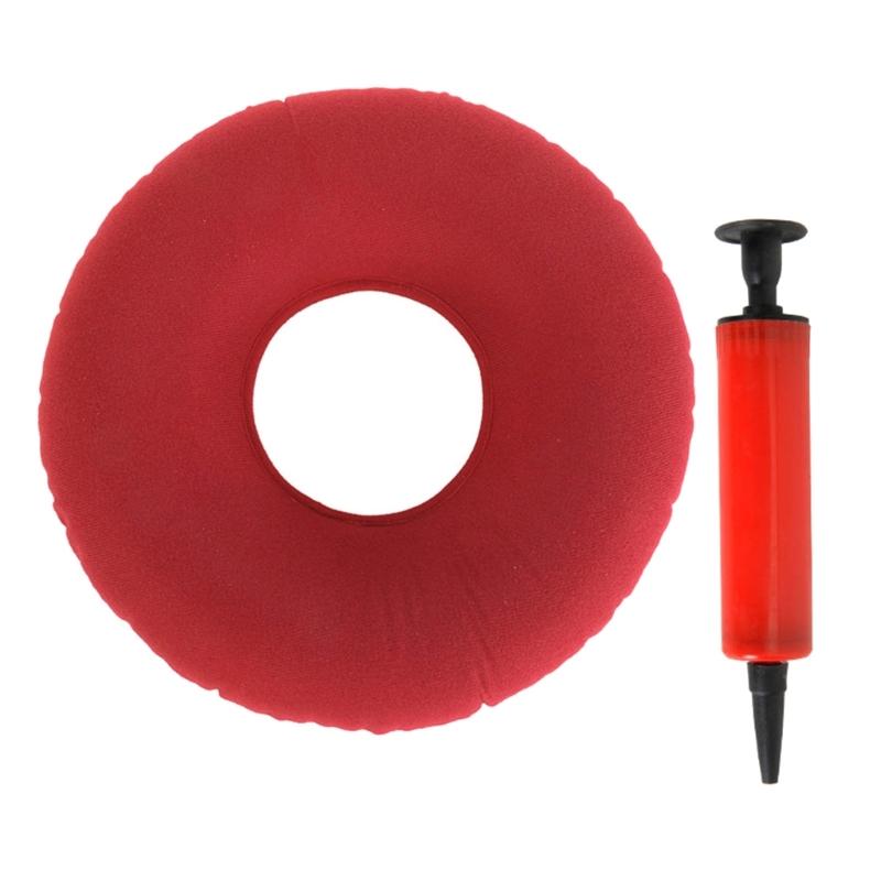 35 cm Hüftstütze, medizinisches Sitzpolster für Hämorrhoiden, aufblasbares Massagekissen mit Pumpe, rundes Ringkissen, Anti-Dekubitus-Donut-Stuhlpolster