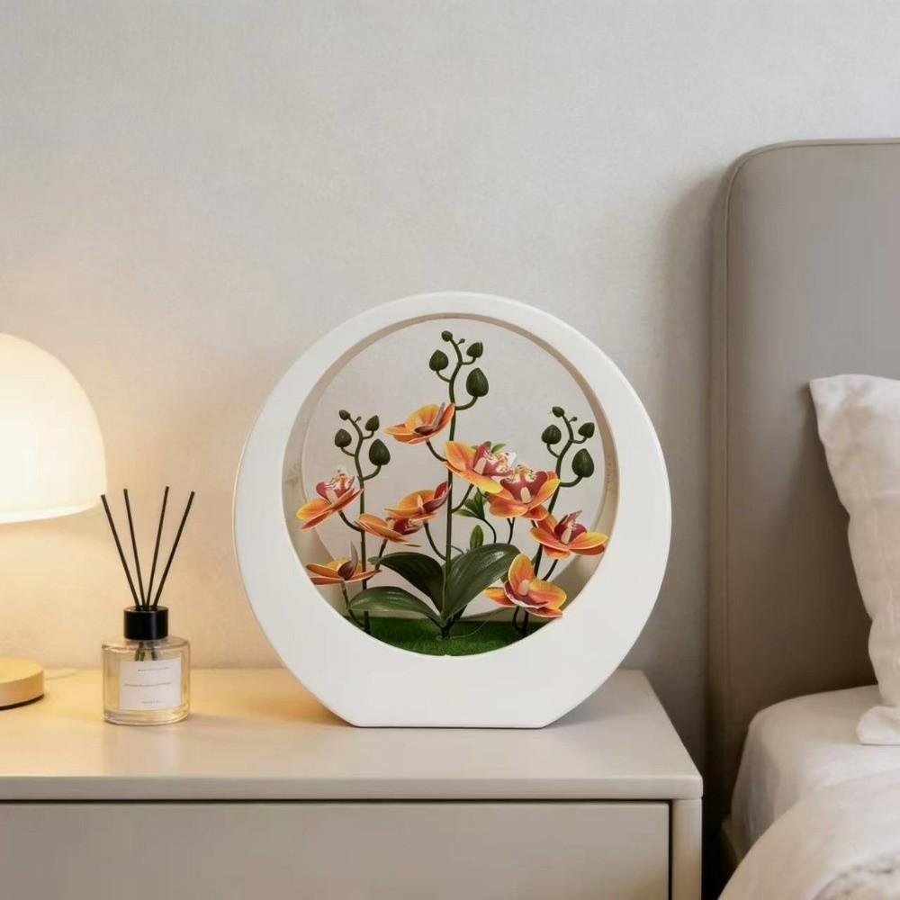 Ornaments Artificial Orchid Pot Plant Home Decor Moon Shape Imitation Flower Bonsai Decorative Floral Art