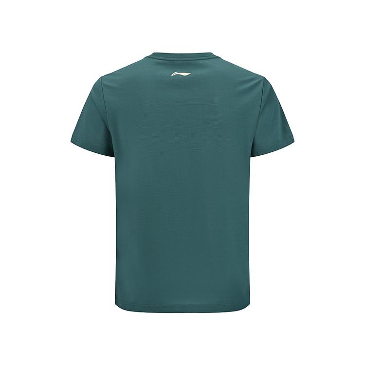 Li Ning Tischtennis-Serie Logo-Druck Atmungsaktiv Feuchtigkeitstransportierend Lässig Sport Kurzarm T-Shirt Unisex Oberteile Tinten-Grün ATSV607-3